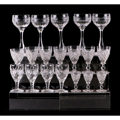 342 - A quantity of Stuart Crystal glassware together with a group of cut glass decanters and jugs.