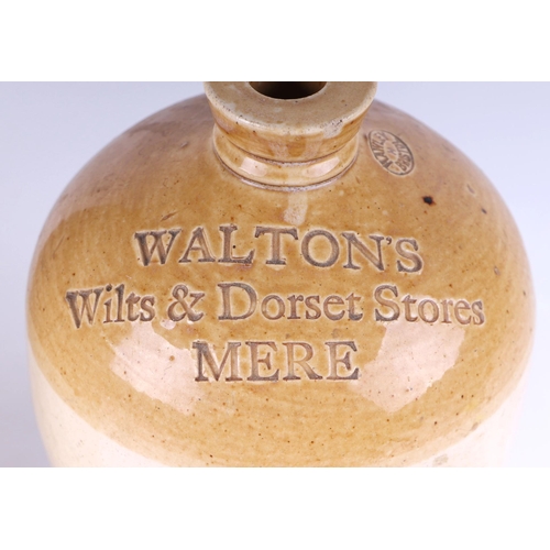 357 - Local interest.  A J Walton & Co. Wholesale Grocers and Oil Merchants, Mere, Wilts., stoneware flago... 