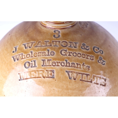 357 - Local interest.  A J Walton & Co. Wholesale Grocers and Oil Merchants, Mere, Wilts., stoneware flago... 