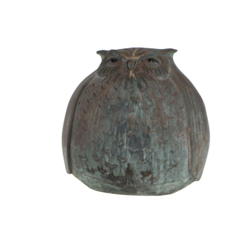 376 - Austin Products  bronzed pottery owl, impressed D signature to the base, approximately 20cm high.