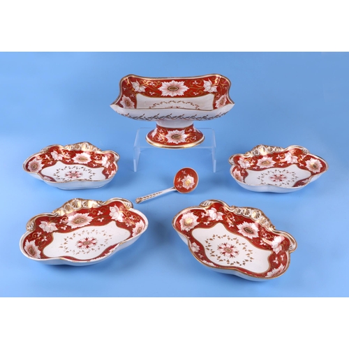 382 - A 19th century Chamberlain Worcester dinner service to include shaped dishes and comport.