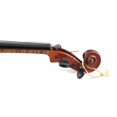 407 - A one piece back violin, 59cm long.