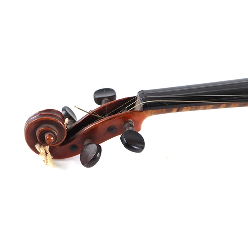 407 - A one piece back violin, 59cm long.