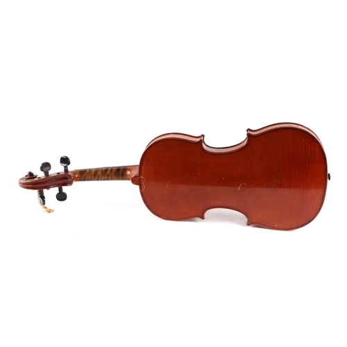 407 - A one piece back violin, 59cm long.