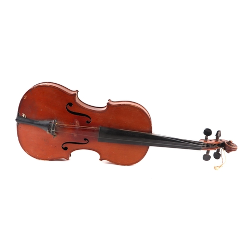 407 - A one piece back violin, 59cm long.