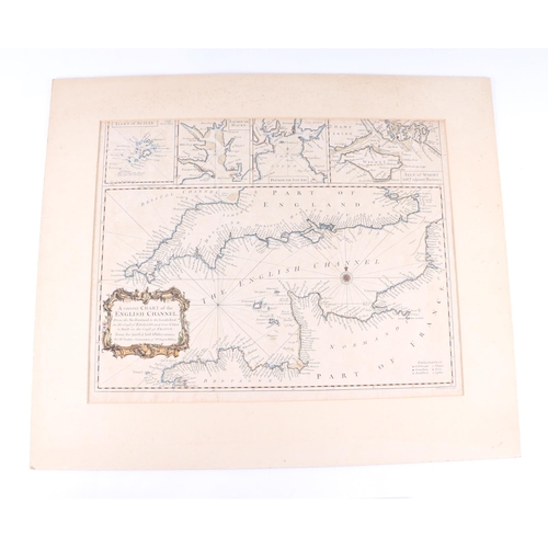 43 - A late 18th century Shipping chart of the English channel by Seale with tipped in vignettes for Isle... 