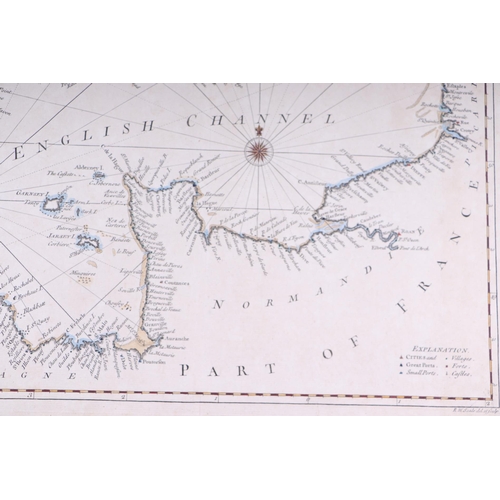 43 - A late 18th century Shipping chart of the English channel by Seale with tipped in vignettes for Isle... 