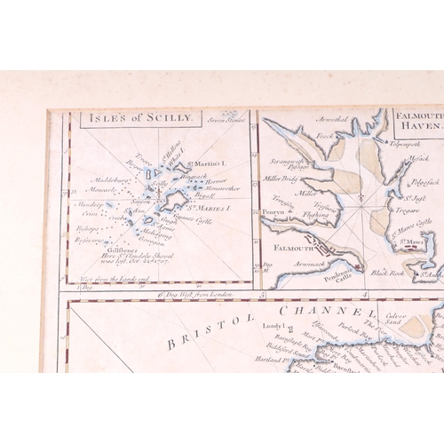 43 - A late 18th century Shipping chart of the English channel by Seale with tipped in vignettes for Isle... 