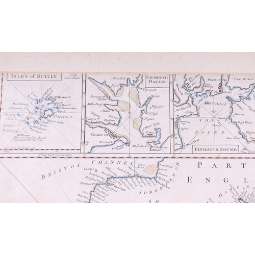 43 - A late 18th century Shipping chart of the English channel by Seale with tipped in vignettes for Isle... 