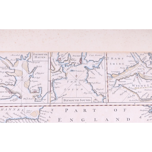 43 - A late 18th century Shipping chart of the English channel by Seale with tipped in vignettes for Isle... 