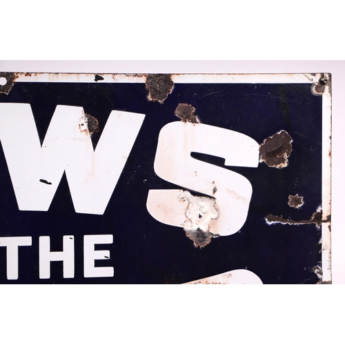 474 - An original enamel advertising sign 'News Of The World Best Sunday Paper', 92 by 62cms.Condition Rep... 