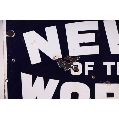 474 - An original enamel advertising sign 'News Of The World Best Sunday Paper', 92 by 62cms.Condition Rep... 