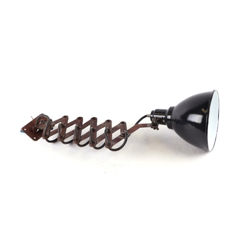 553 - An Industrial concertina action twin arm ceiling light, together with a similar single lamp wall lig... 
