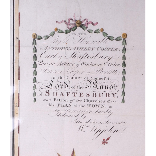 70 - Local interest:  After William Upjohn, an 18th century map, Upjohns Plan of Shaftesbury, printed 179... 