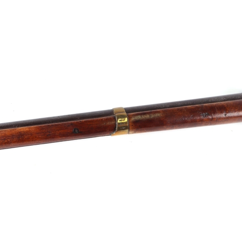 75 - A 19th century percussion capped Russian Smooth Bore Musket, the lock plate stamped '1849', with ram... 