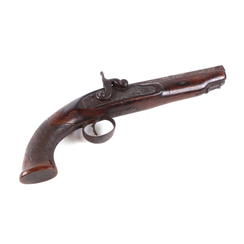 79 - A 19th century percussion pistol with walnut stock, signed G Smith.