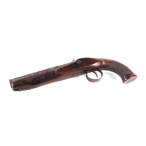 79 - A 19th century percussion pistol with walnut stock, signed G Smith.