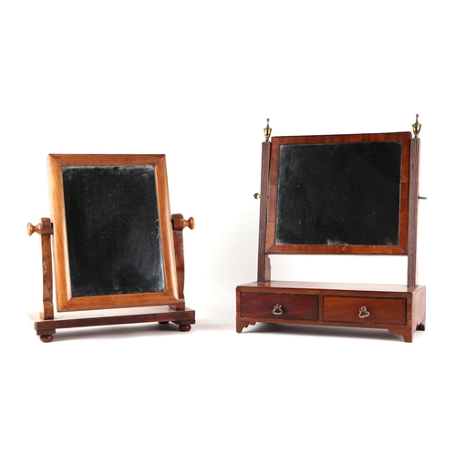 956 - An early 19th century mahogany toilet mirror, 40cms wide; together with a Victorian mahogany toilet ... 