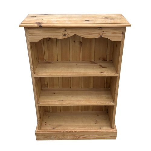 958 - A modern  pine open bookcase, 62cms wide.