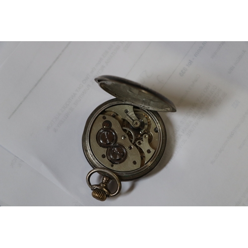 558 - A 19th century continental niello silver full hunter pocket watch, the white enamel dial with Roman ... 