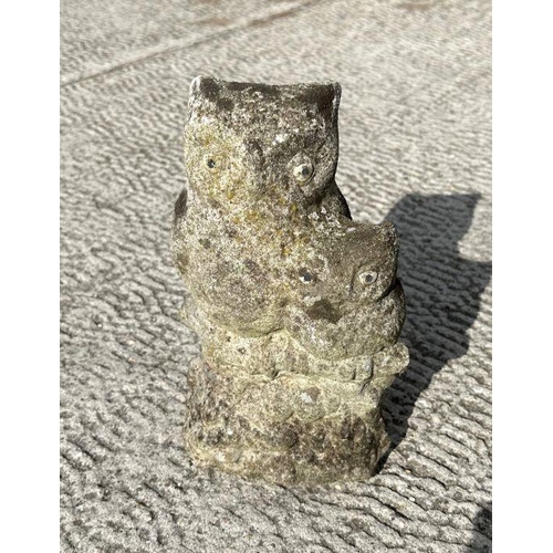 15 - A pair of reconstituted stone planters, 25cms high; together with two concrete garden animals (4).