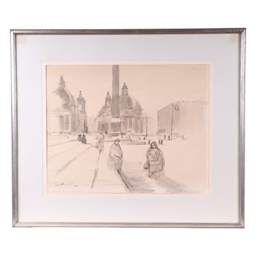 153 - Hammond (20th century school) - Venetian Plaza Scene - signed & dated 1974 lower left, pen & wash, f... 