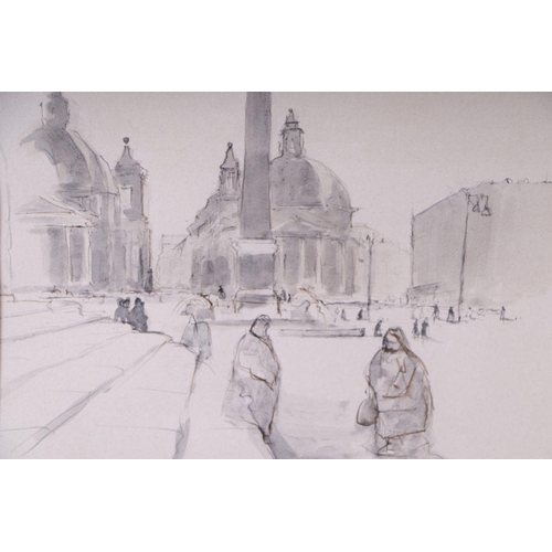 153 - Hammond (20th century school) - Venetian Plaza Scene - signed & dated 1974 lower left, pen & wash, f... 