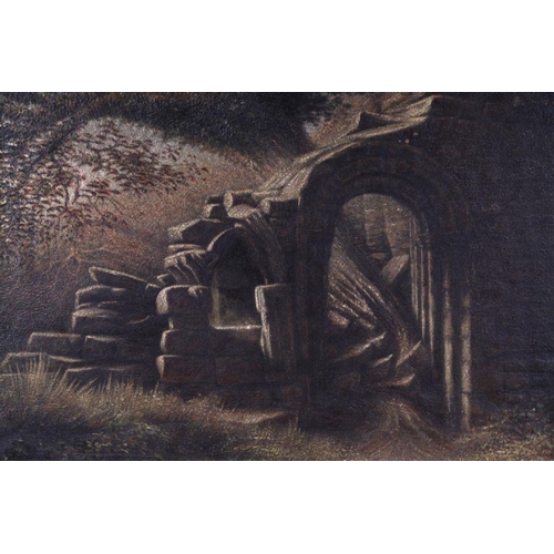 156 - William Sanderson - Easby Abbey, Richmond - oil on canvas, 56 by 40cms, framed.