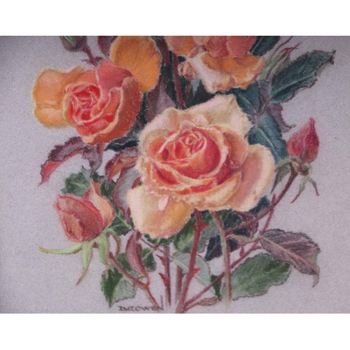 163 - D M Cowen (modern British) - Still Life of Roses - pastel, signed lower left, 24 by 33cms, framed & ... 