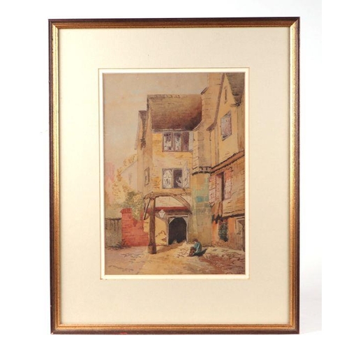 169 - Early 20th century British school - Courtyard Scene with a Figure in the Foreground - watercolour, 2... 