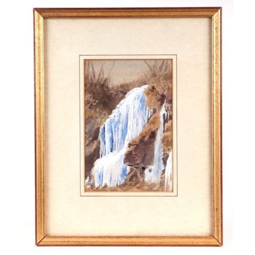 170 - A Jukes-Browne - Waterfall - 'Organ Pipes', Frozen Falls near River Tavy, Tavistock, watercolour hei... 