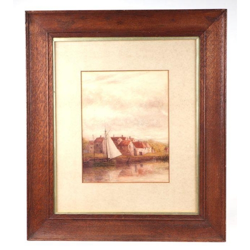 176 - Late 19th century continental school - Dutch Harbour Scene - watercolour, 22 by 28cms, framed & glaz... 