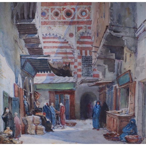 181 - Ernest George (1839-1922) - El Zordou, Cairo - signed lower left, watercolour, framed & glazed, 25 b... 