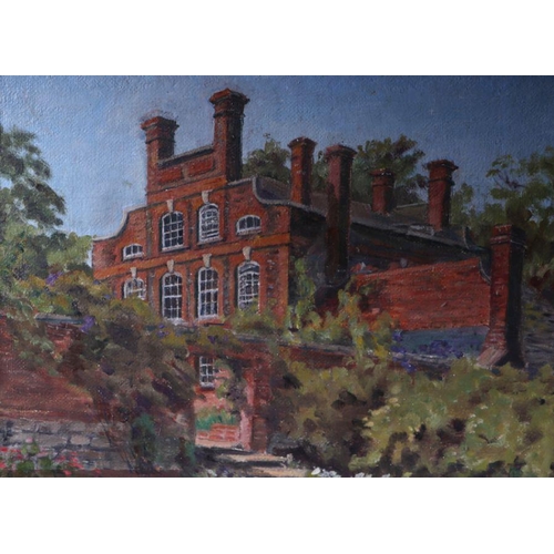 182 - D L Chalk (mid 20th century school) - West Hanney House - oil on board, inscribed to verso 'Painted ... 