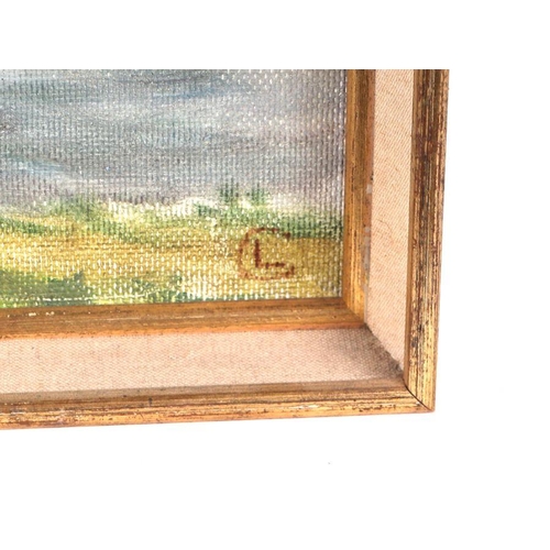 187 - D L Chalk (mid 20th century school) - River Scene - monogrammed lower right, oil on board, framed, 4... 