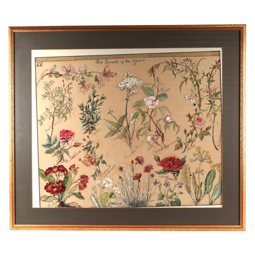 202 - Late 19th century school - The Sweets of the Year - study of flowers, watercolour, framed & glazed, ... 