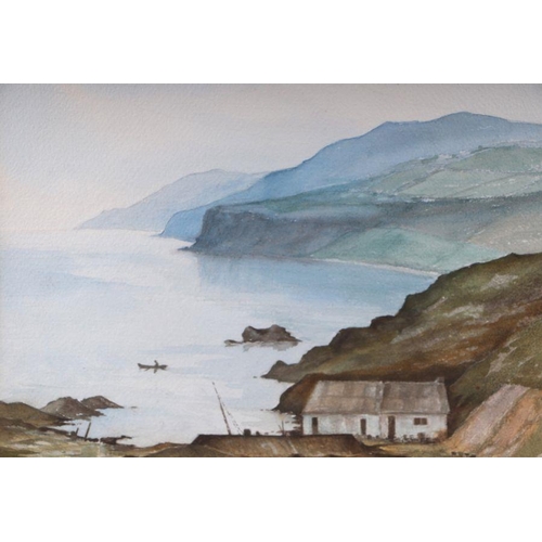 233 - Lee Stewart (Modern Irish) - Antrim Coast - watercolour, signed lower right, label to verso, 40 by 3... 