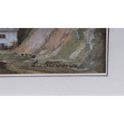 233 - Lee Stewart (Modern Irish) - Antrim Coast - watercolour, signed lower right, label to verso, 40 by 3... 