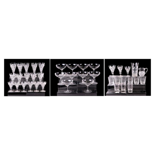 264 - A set of six cut glass sherry glasses and other similar cut glass and a set of eight martini glasses... 