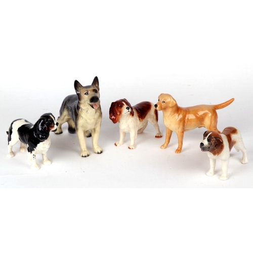 287 - A Beswick Labrador; together with a Beswick King Charles spaniel; and other similar dogs (5).