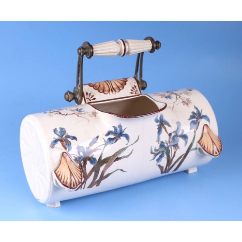 293 - A Doulton Burslem Royles Patent Toilet Aquarius  decorated with irises, 35cms wide.