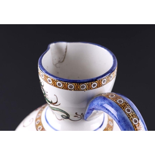 306 - A set of six Copelands tea cups and saucers decorated in the Imari palate, together with a maiolica ... 