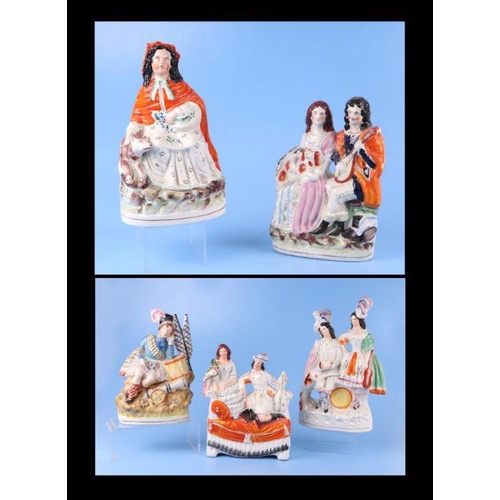 315 - A group of 19th century Staffordshire pottery to include Red Riding Hood, the largest 33cms high (5)... 