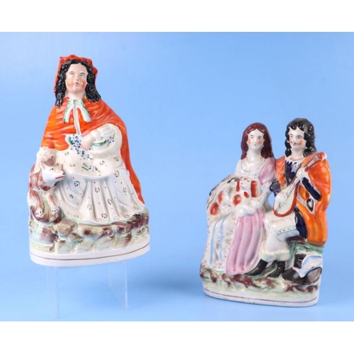 315 - A group of 19th century Staffordshire pottery to include Red Riding Hood, the largest 33cms high (5)... 