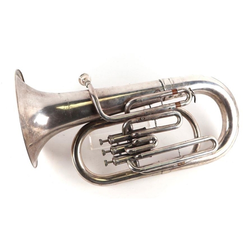 320 - A silver plated Euphonium, cased.