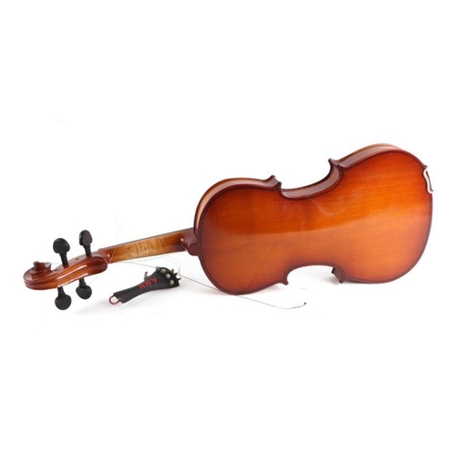 331 - A violin with 14-inch one piece back, cased.