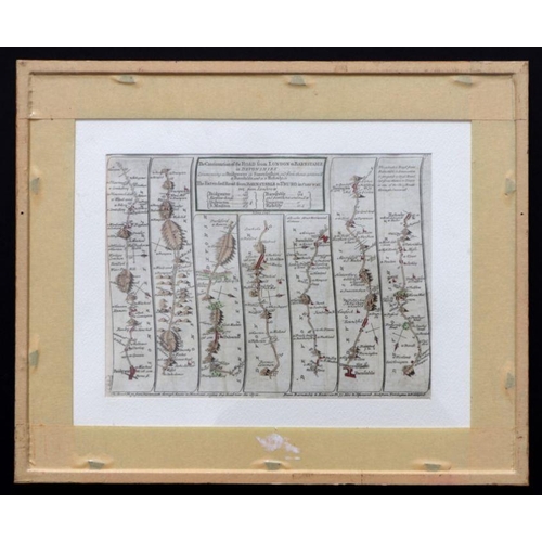 36 - John Sennex, c.1719 - an early 18th century strip map by John Sennex after John Ogilby, sheet No. 32... 