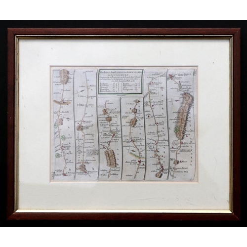 36 - John Sennex, c.1719 - an early 18th century strip map by John Sennex after John Ogilby, sheet No. 32... 