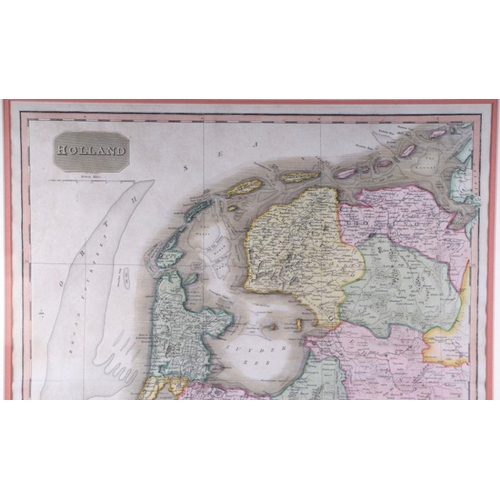 45 - A 19th century hand coloured map of Holland, drawn and engraved for Thompson's New General Atlas, 16... 