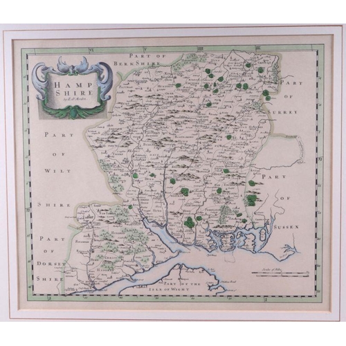 47 - After Robert Morden - a hand coloured map incorporating parts of Wiltshire, part of Dorsetshire and ... 